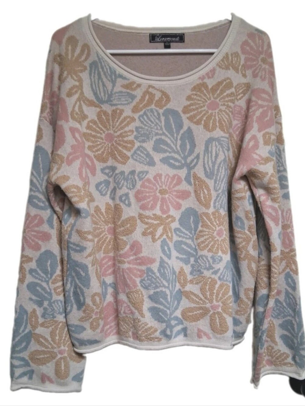 LORAMENDI Floral Jacquard Boxy Pullober Sweater NWOT